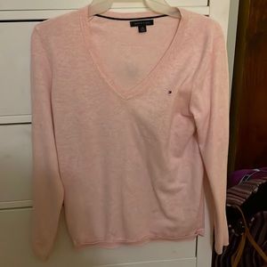 V neck pink Tommy Hilfiger sweater